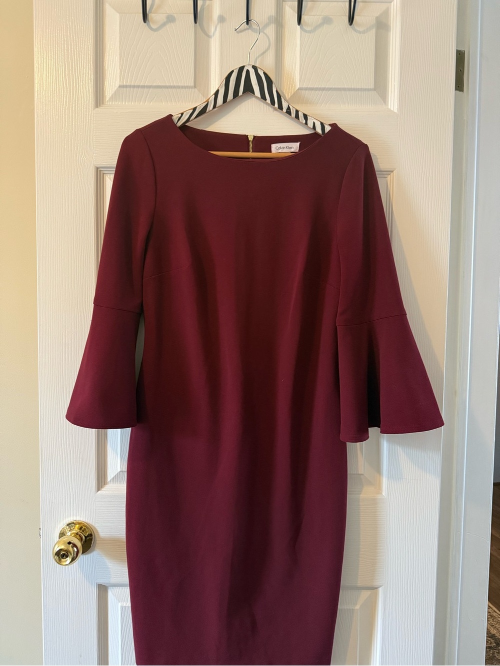 Calvin Klein Women's Burgundy Bell Sleeve Midi Dress
